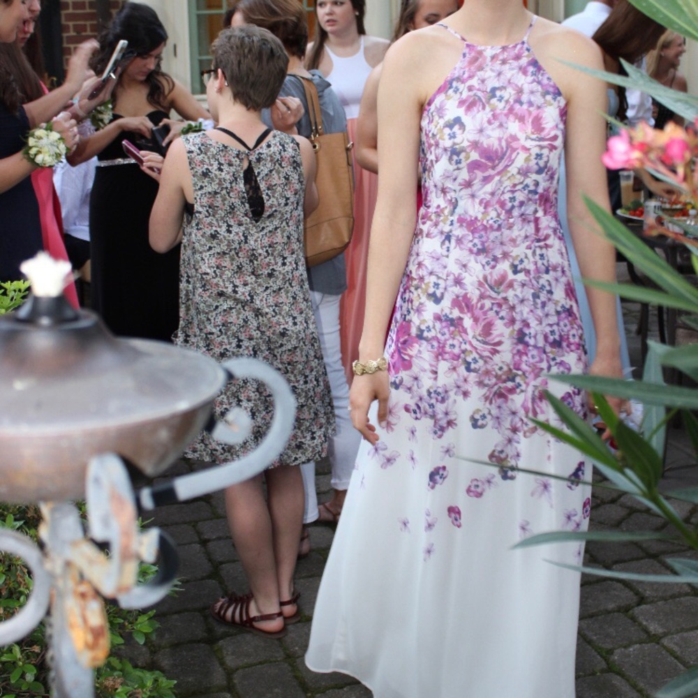 Purple and white flower prom dress